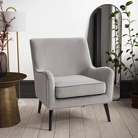 CorLiving Isla Velvet Upholstered Modern Indoor Accent Chair with Tapered Wooden Legs