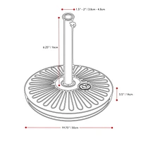 CorLiving Parasol de jardin rond de 3 m avec rabats latéraux, structure en acier et base ronde remplissable