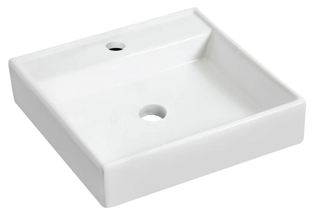 American Imaginations AI-30705 17,5 pouces Vaisseau blanc de bâti de mur de W pour le perçage de centre de 1 trou