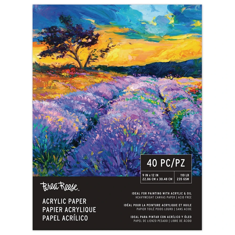 Brea Reese Bloc de papier acrylique cm Contient 40 feuilles. Taille 22.9x30.5 cm