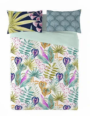 Gouchee Home Impression de feuilles Tropik Ensemble de housse de couette en coton