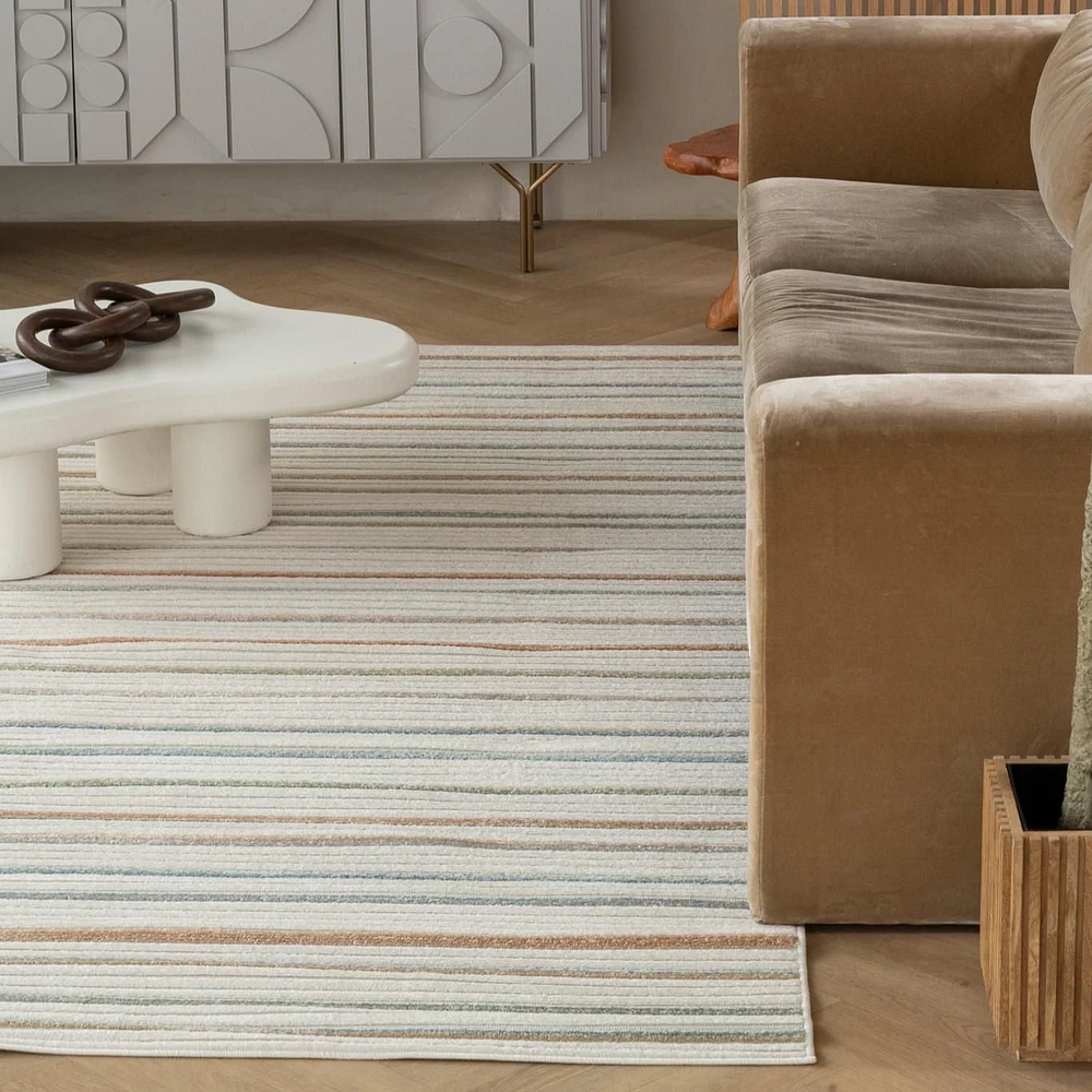 Rug Branch Alfombra Abstract Indoor Outdoor Area Rug, Beige Cream, Modern - Living Room, Bedroom, Dining Room, and Kitchen