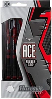 Fléchettes de poignée en caoutchouc Harrows Ace  - Comprend trois fléchettes en laiton massif à pointe en acier, trois tiges Supergrip et trois empennages Marathon - 26 grammes