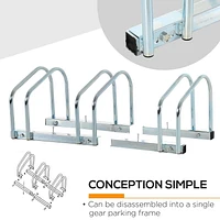 HOMCOM 5-Bike Bicycle Floor Parking Rack Cycling Storage Stand Silver