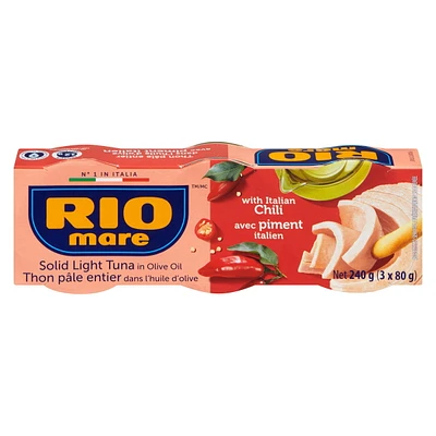 Rio Mare Solid Light Tuna in Olive Oil with Italian Chilli