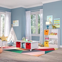 Maison RiverRidge® Table d'activités pour enfant avec 6 casiers de rangement blanc avec bacs 2 pièces