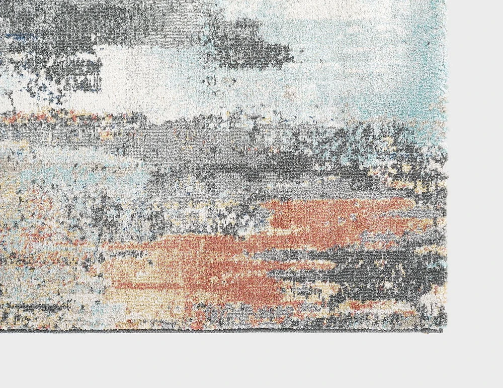Cranfield Deep Red and Pale Blue Woven Area Rug