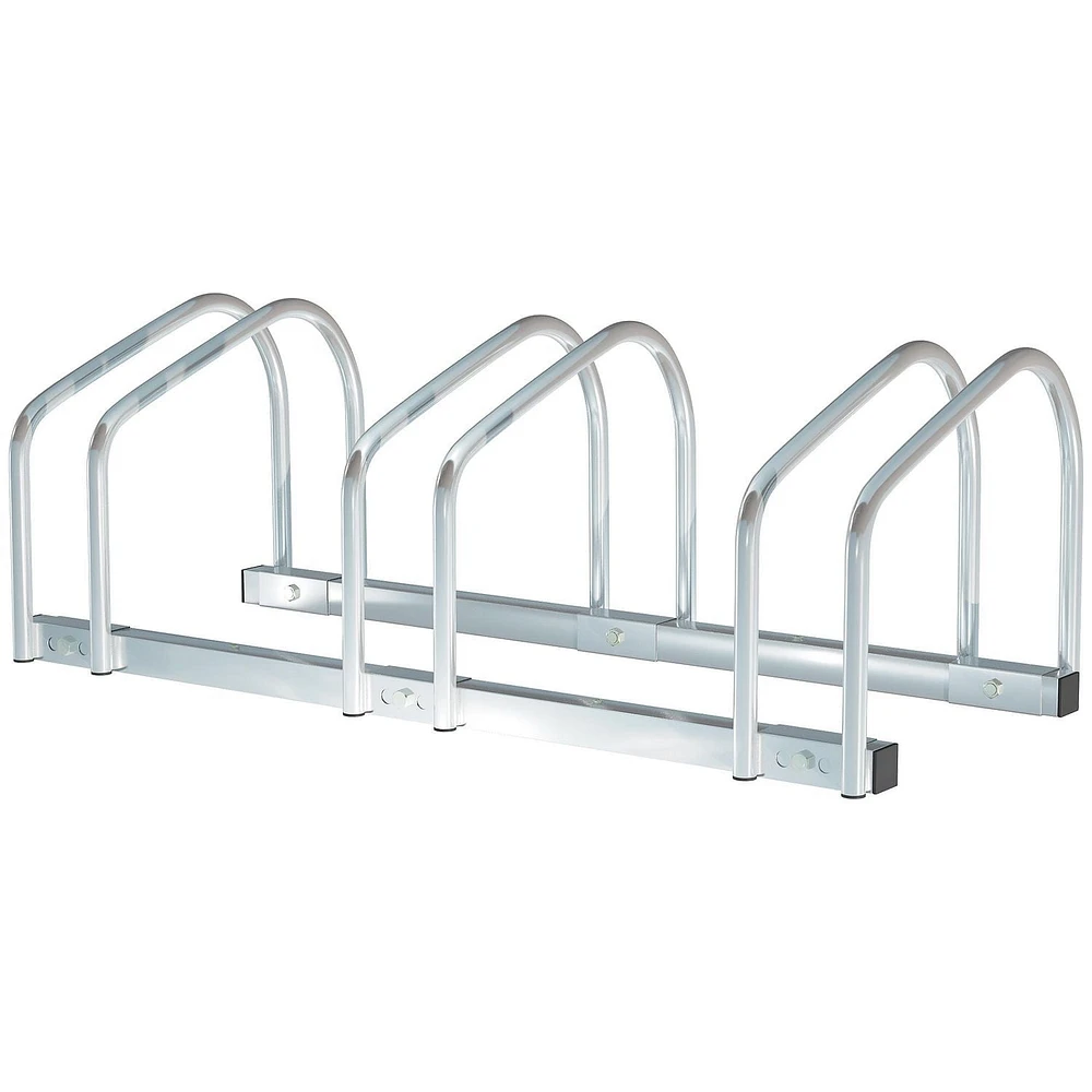 HOMCOM 5-Bike Bicycle Floor Parking Rack Cycling Storage Stand Silver