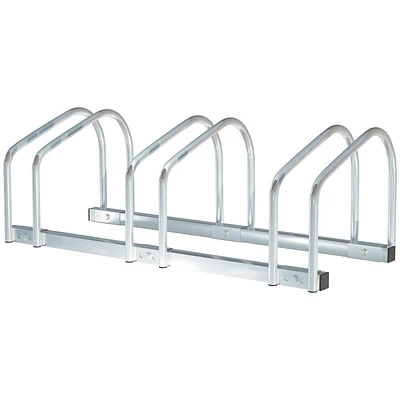 HOMCOM 5-Bike Bicycle Floor Parking Rack Cycling Storage Stand Silver
