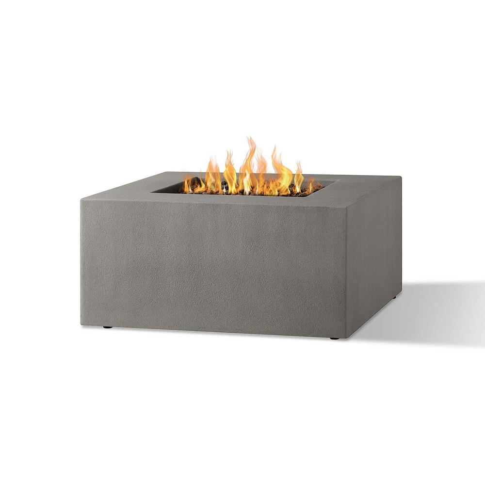 Real Flame Estes 40" Square Concrete Propane Fire Pit With Hidden Tank in Flint by Jensen Co.