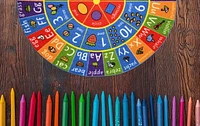 KC Cubs Playtime Collection ABC Alphabet, Numbers and Shapes Educational Learning & Game Round Circle Area Rug Carpet for Kids and Children Bedrooms and Playroom