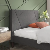 Zinus Judy Upholstered Platform Bed Frame / Mattress Foundation / Wood Slat Support / No Box Spring Needed / Easy Assembly