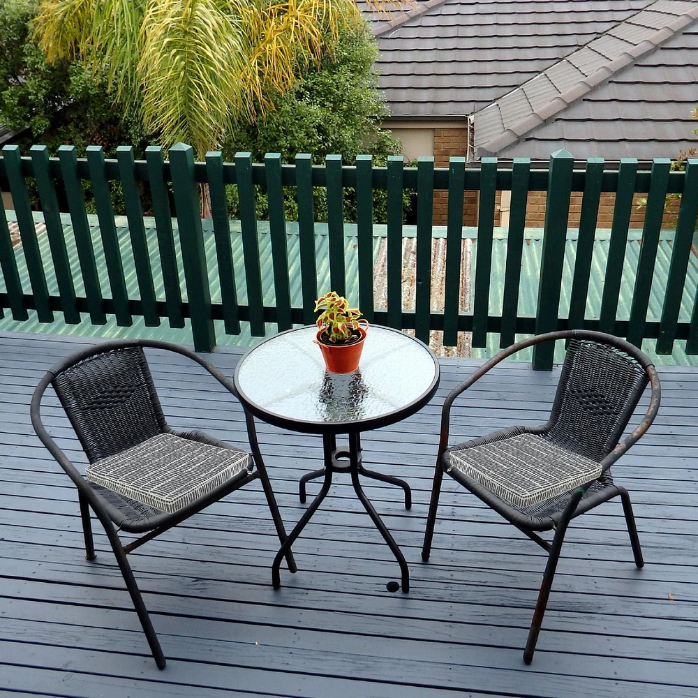 IH Casa Decor Cross Stripes Outdoor Chairpad Charcoal Gray - Set of 2