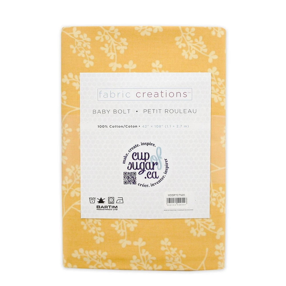 Tissu de coton à imprimé Petit rouleau de Fabric Creations de feux d'artifice en jaune 3 vg x 42"