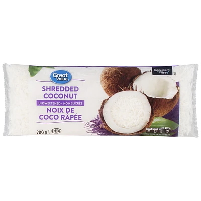 Noix de coco râpée non sucrée Great Value 200 g
