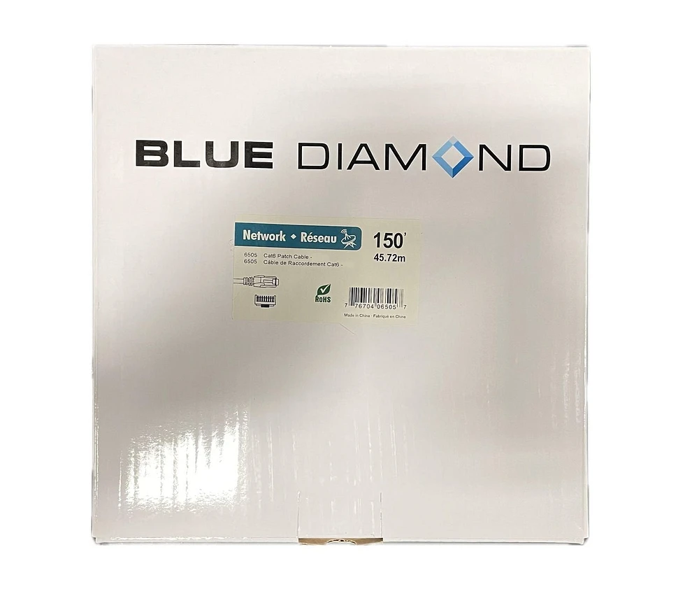 BlueDiamond Câble de raccordement Ethernet Cat6 homologué CSA et UL - 100pi, gris