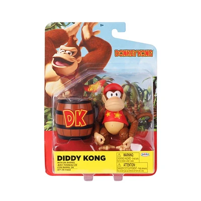 Figurine Nintendo de 4 pouces – Diddy Kong avec Tonneau DK