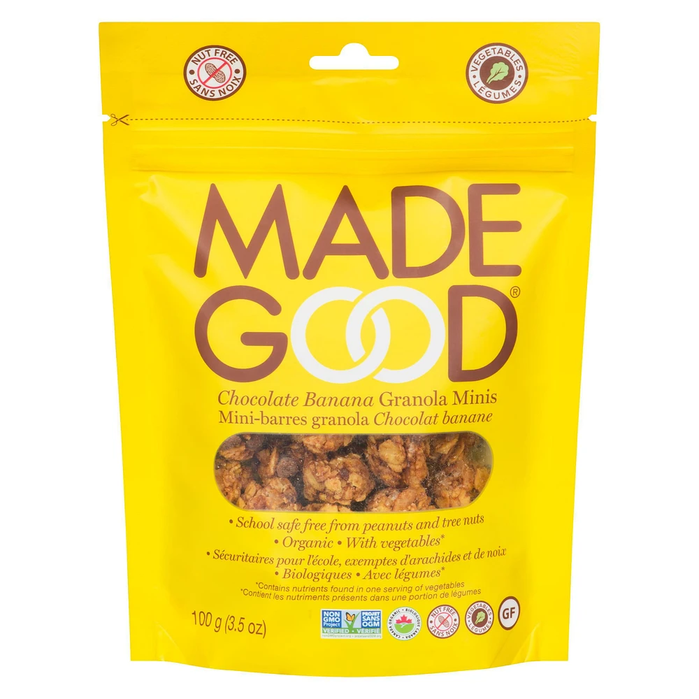 MadeGood Bouchée granola Chocolat banane Sachet de 100g