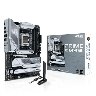 ASUS Prime X670E-PRO WIFI 6E Socket AM5 (LGA 1718) Ryzen 7000 ATX Motherboard (PCIe 5.0, DDR5, 14+2 Teamed Power Stages, 4x M.2 slots, USB 3.2 Gen 2x2 Type-C, USB4 Support, WIFI 6E, and 2.5G Ethernet)