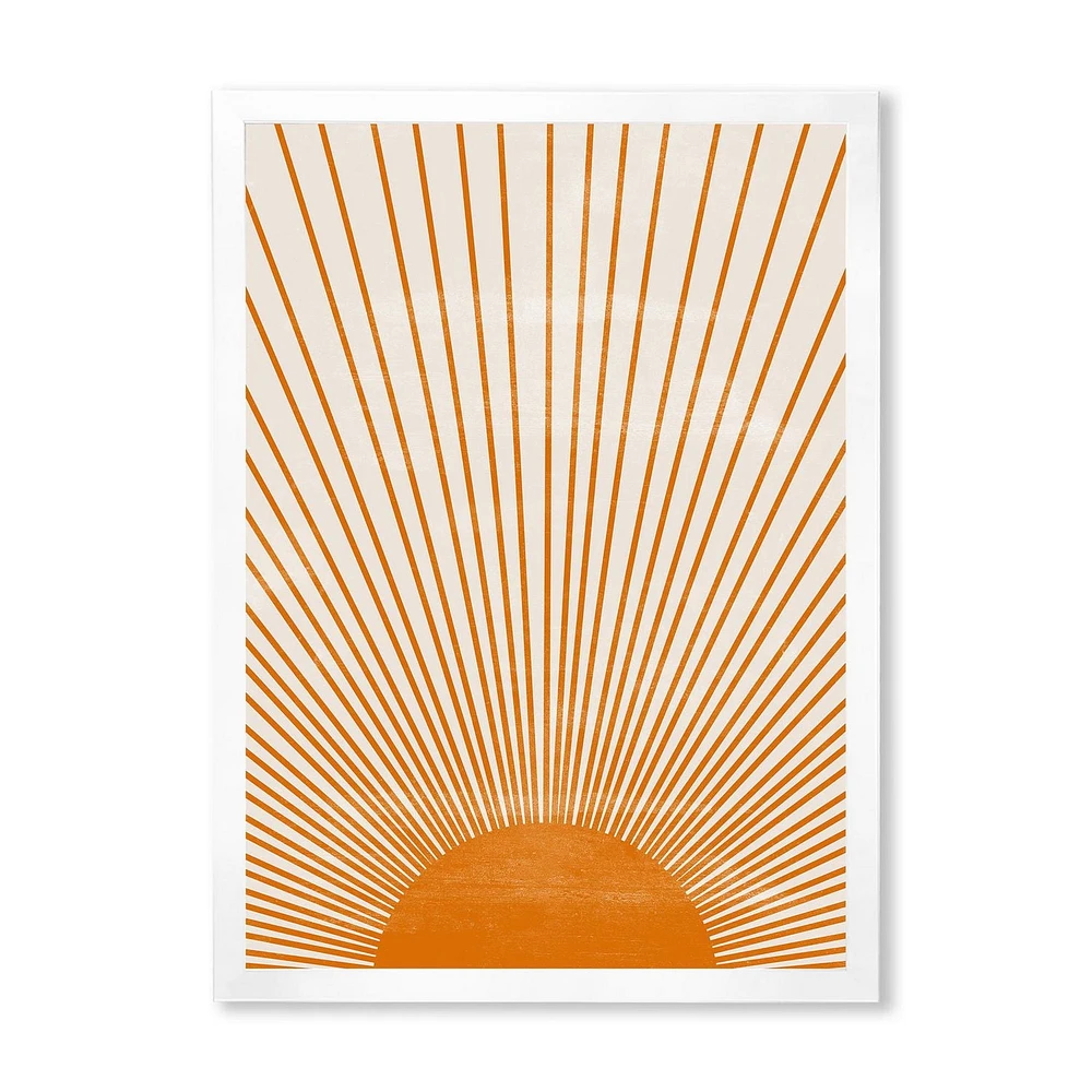 Designart Orange Sun Print III Framed Wall Art
