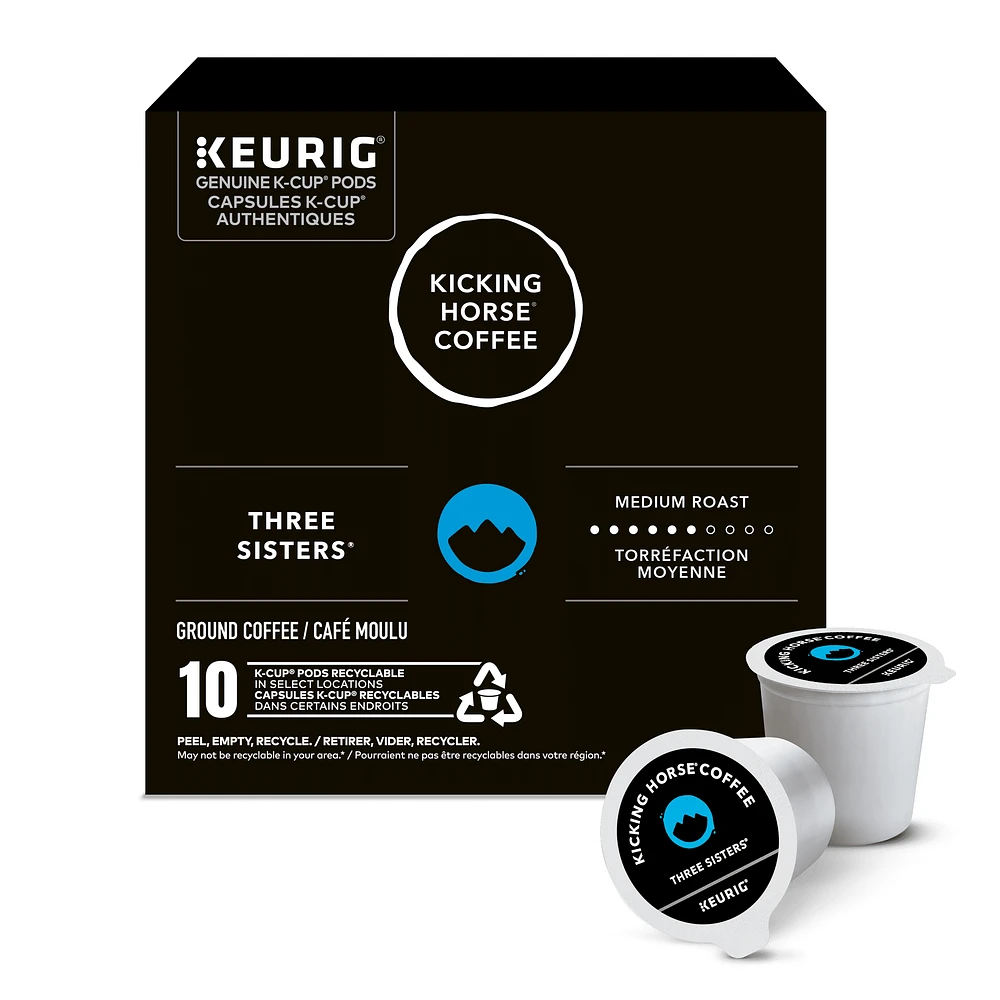 Kicking Horse Three Sisters, Medium Roast, K-Cup Coffee Pods, 10 Count, 10 Count