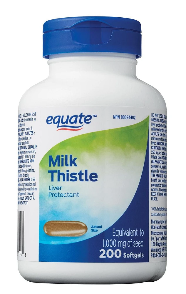 Equate Milk Thistle 1,000 mg, 200 Softgels