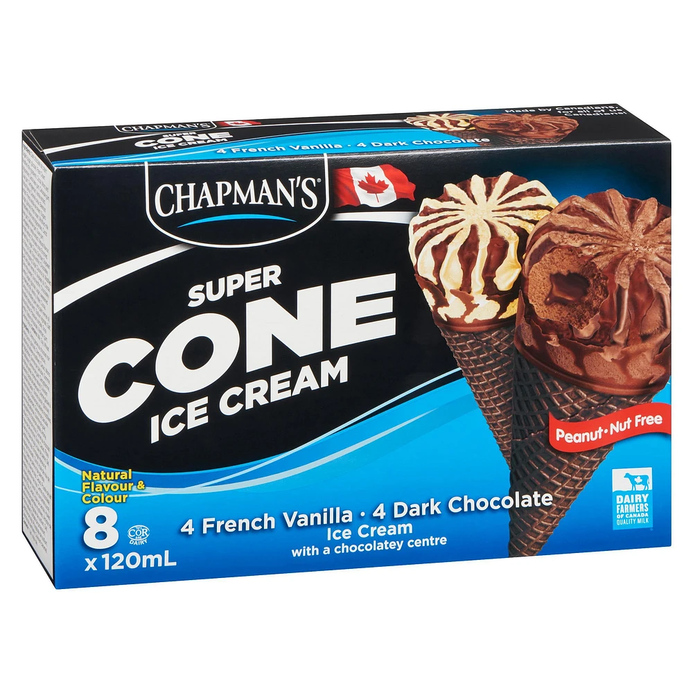 Chapman's Super French Vanilla & Dark Chocolate Ice Cream Cone in a Box 8 x 120 ml