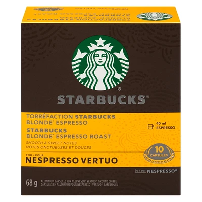 Starbucks Blonde Espresso Roast For Nespresso Vertuo, 68 g