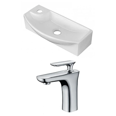 American Imaginations -in. W Wall Mount White Bathroom Vessel Sink Set For 1 Hole Left Faucet AI