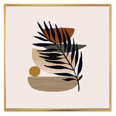 Designart Tropical Leaf Silhouettes and Shapes IV FLOAT FRAME WALL ART