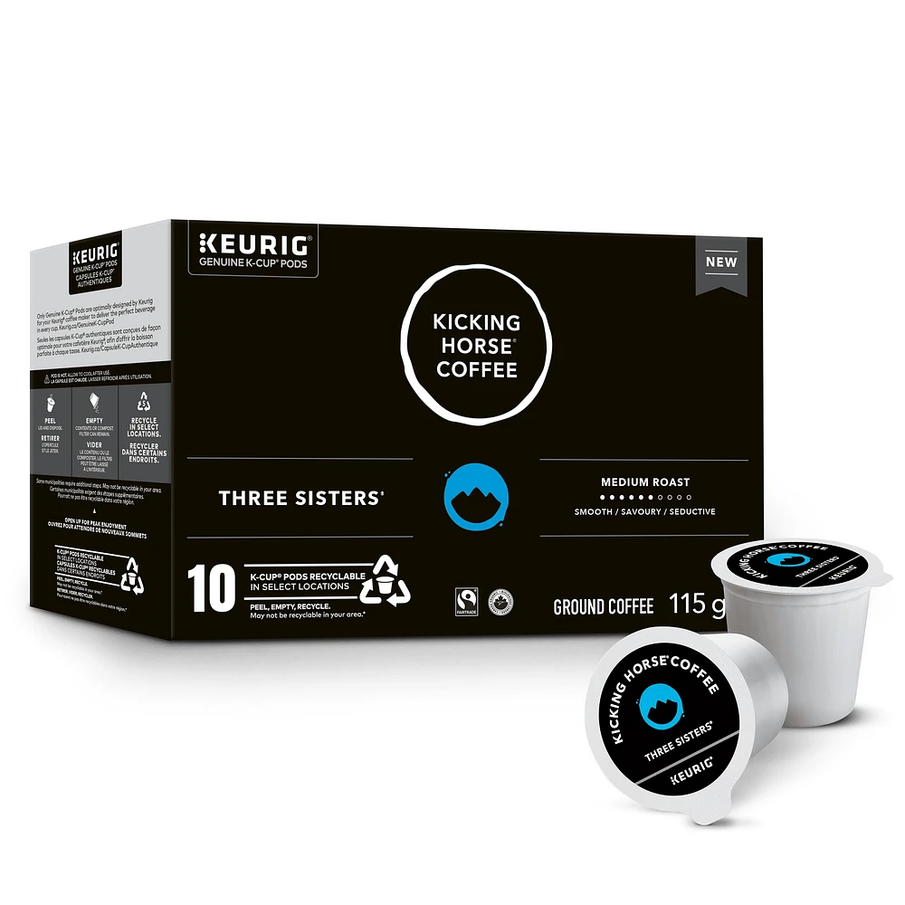 Kicking Horse Three Sisters, Medium Roast, K-Cup Coffee Pods, 10 Count, 10 Count