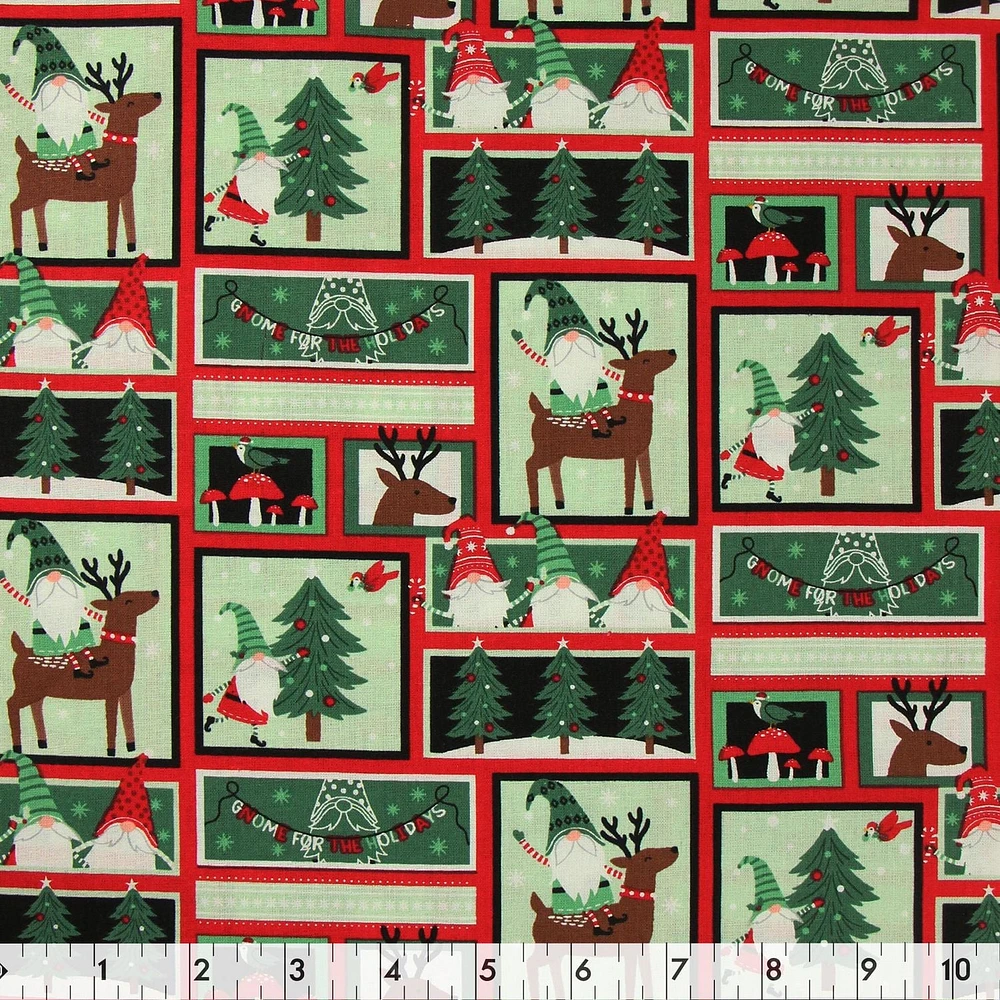 Fabric Creations Cotton Fabric, Multi 'Gnome for the Holidays' — 107 cm (42 in) Wide, 100% Cotton
