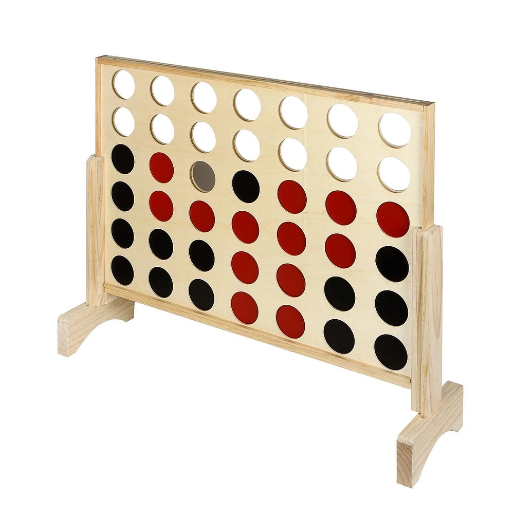 Jeu de Quatre à la suite avec plateau en bois en pin robuste et 42 disques - 31.5 pouces de Large
