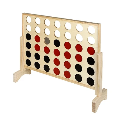 Jeu de Quatre à la suite avec plateau en bois en pin robuste et 42 disques - 31.5 pouces de Large