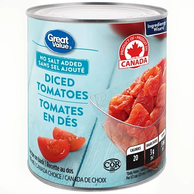 Great Value No Salt Added Diced Tomatoes, Great Value No Salt Added Diced Tomatoes