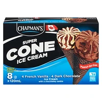 Chapman's Super French Vanilla & Dark Chocolate Ice Cream Cone in a Box 8 x 120 ml