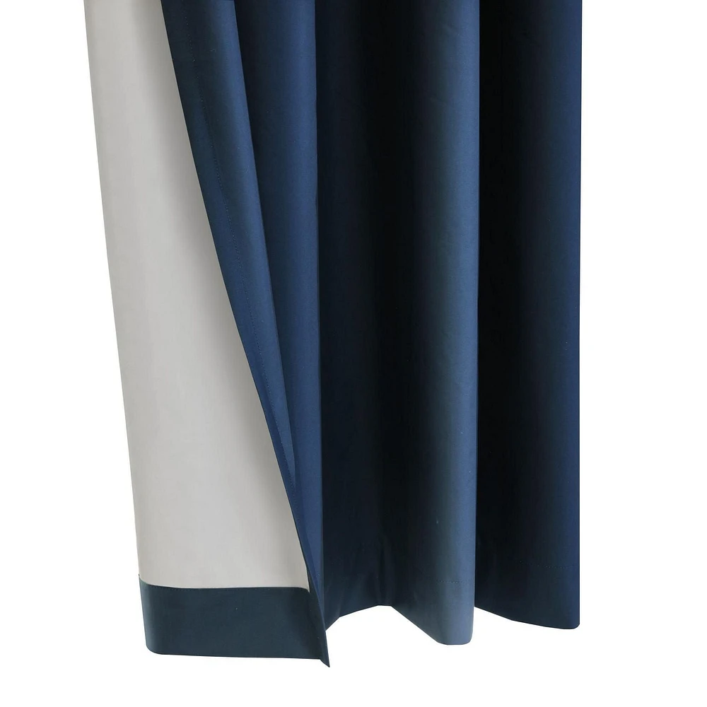 Loft Living Augustow Blackout Grommet Single Curtain Panel 52 x 108 in Navy