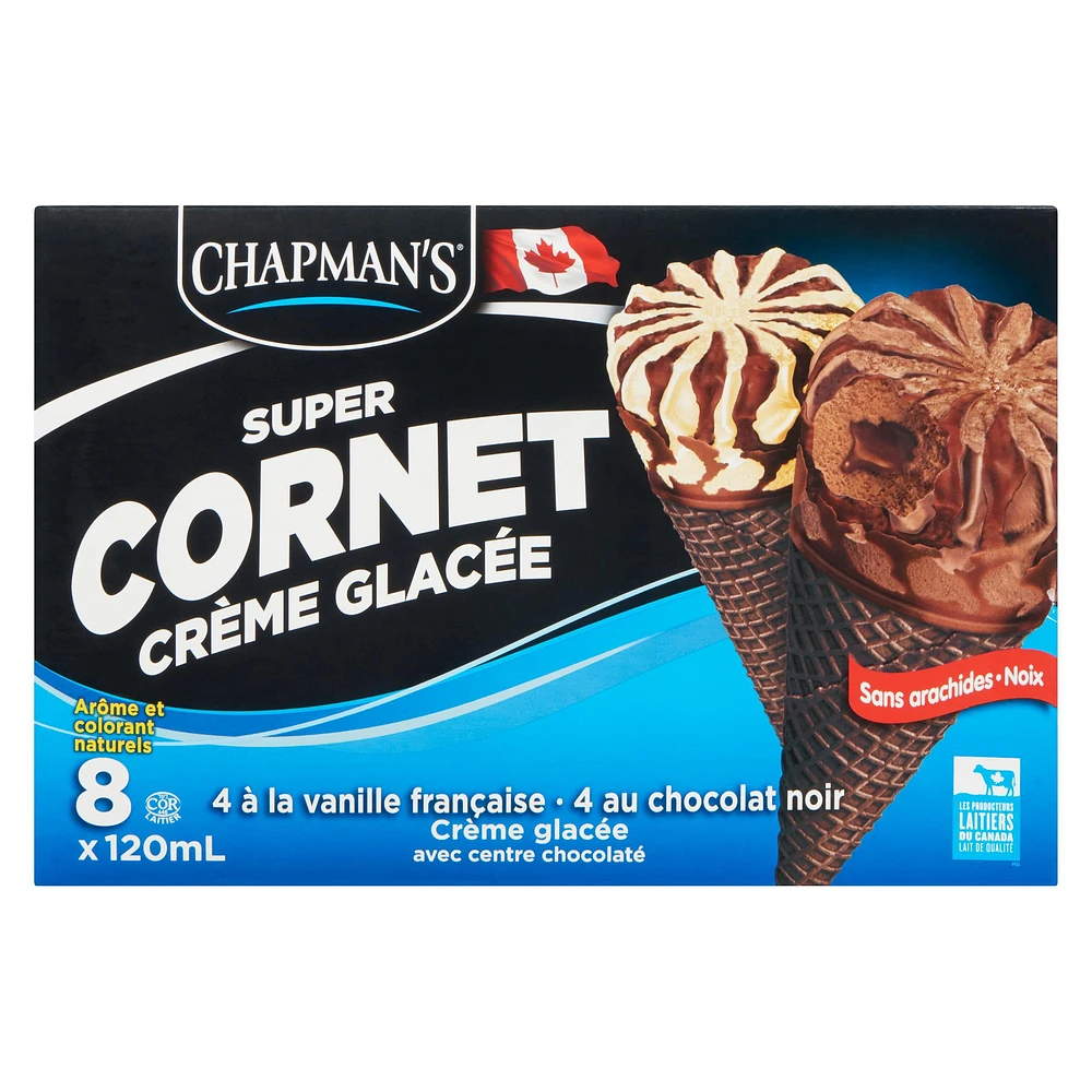 Chapman's Super French Vanilla & Dark Chocolate Ice Cream Cone in a Box 8 x 120 ml
