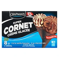 Chapman's Super French Vanilla & Dark Chocolate Ice Cream Cone in a Box 8 x 120 ml
