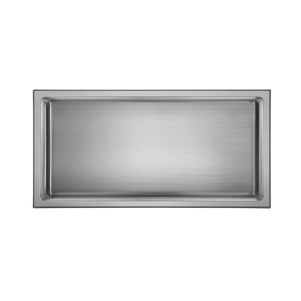 Niche de douche murale d'akuaplus® 12 po x 24 po, fait en acier inoxydable .