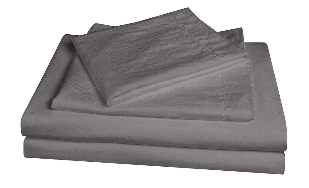 Ensemble de housse de couette en tissu froissé naturel ultra doux - Fermeture éclair