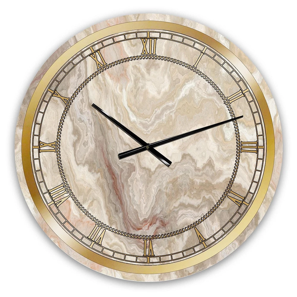 Designart 'White Onyx Natural White Marble' Glam wall clock