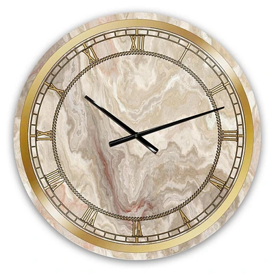 Designart 'White Onyx Natural White Marble' Glam wall clock