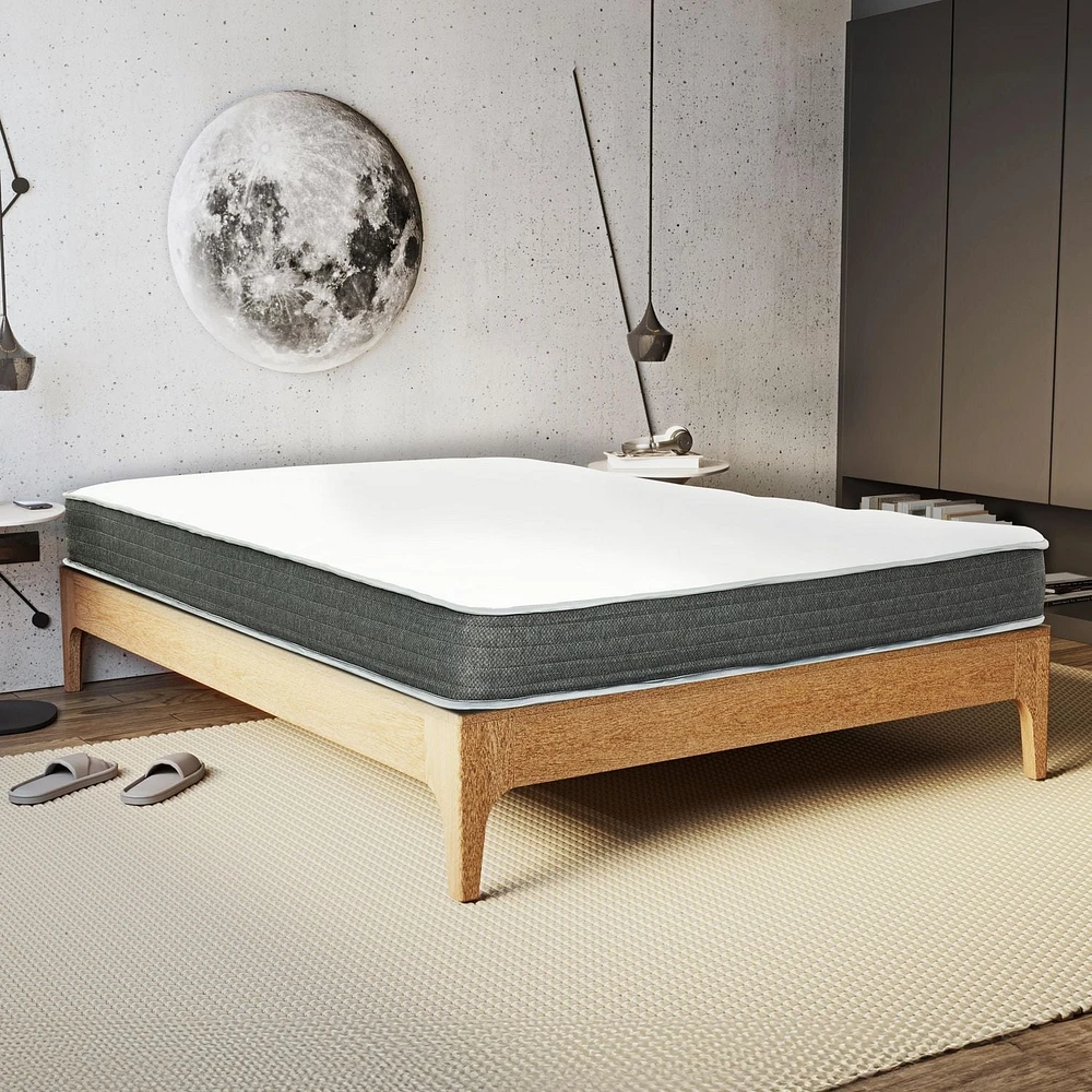 PRIMO Harmony Matelas Hybride à Ressorts Ensachés 8 po – Grand, Plateau Ferme, Soutien Ferme, Format en Boîte, Idéal pour Invités ou Usage Quotidien, Certifié CertiPUR-US
