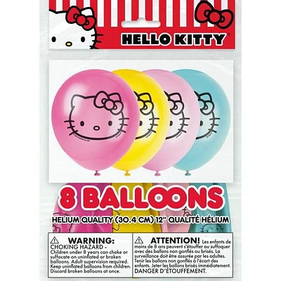 Ballons en latex assortis Hello Kitty de 12 po, 8 ct 4 couleurs, qualité hélium