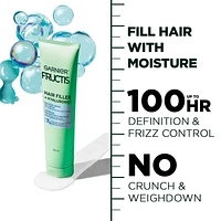 Garnier Fructis Hair Filler + Hyaluronic Acid Moisture Repair Sulfate-Free Cream-Gel, for Curly and Wavy Hair, Locks In Moisture & up to 100 Hours of Frizz Control, 150ml, Fill curly hair with moisture