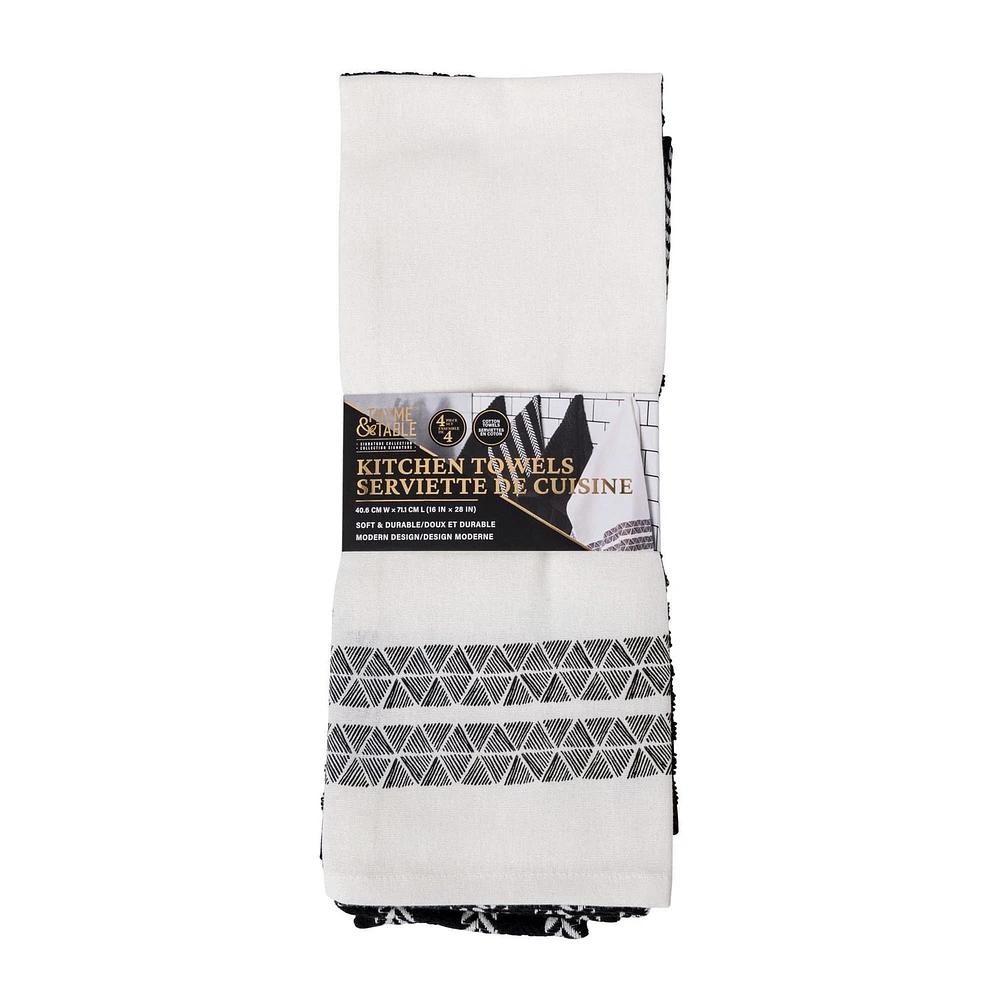 Torchons de cuisine Thym et table, paquet de 4 textiles de cuisine