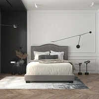 Modern Velvet Upholstered 60" Queen Bed in Light Grey