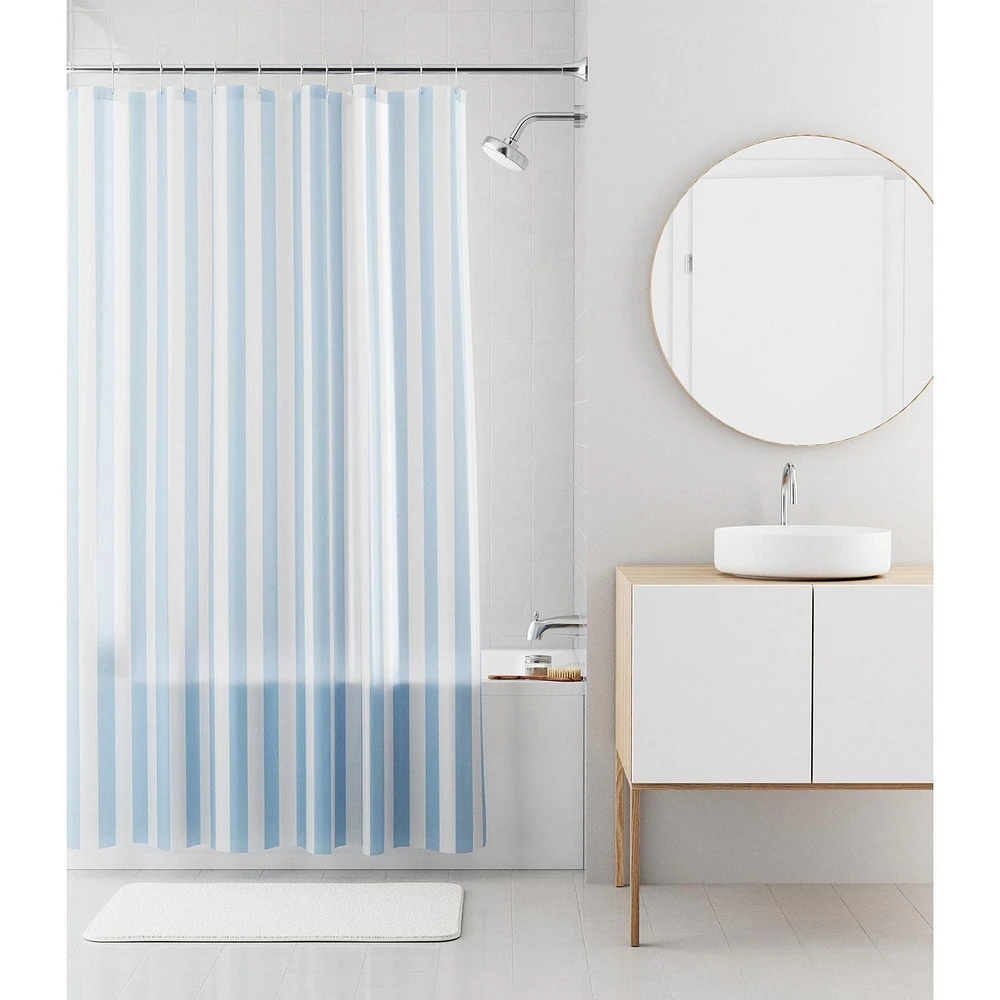 Mainstays Decorative Waterproof Recycled PEVA Shower Curtain, Assorted Designs in Blue