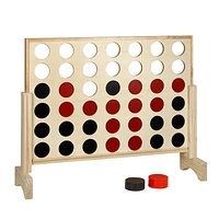 Jeu de Quatre à la suite avec plateau en bois en pin robuste et 42 disques - 31.5 pouces de Large